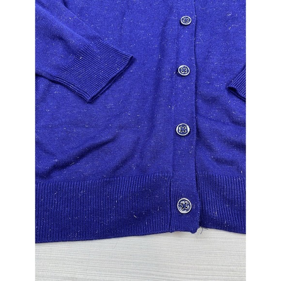 Nicole Miller‎ Original Women's Cardigan Sweater Metallic Threads Medium Blue - Picture 2 of 9
